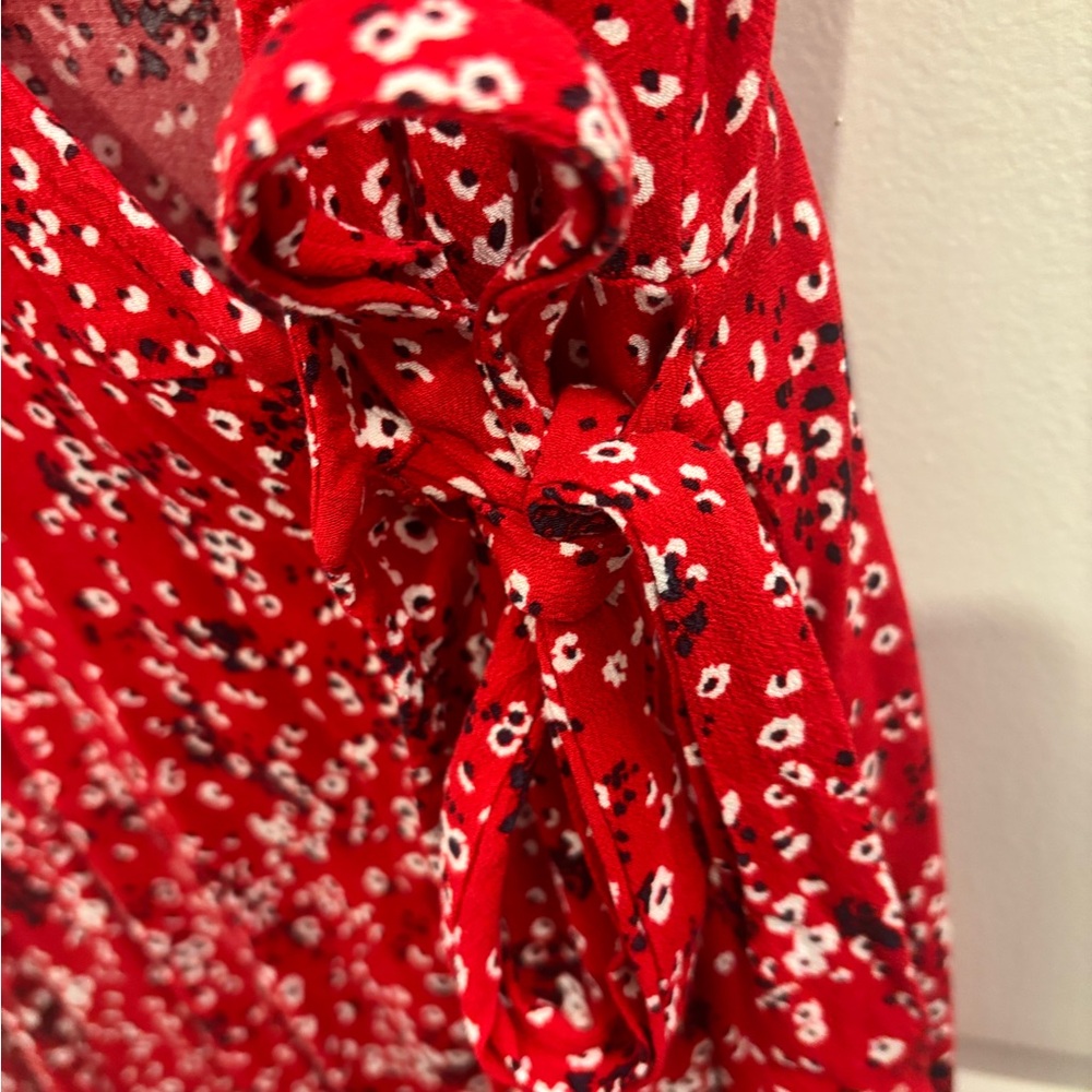 Red Floral Wrap Dress - Picture 3 of 5